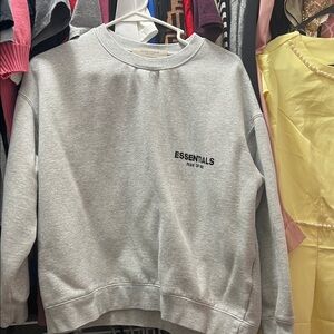 Essentials Gray Crewneck Sweatshirt with Small Logo